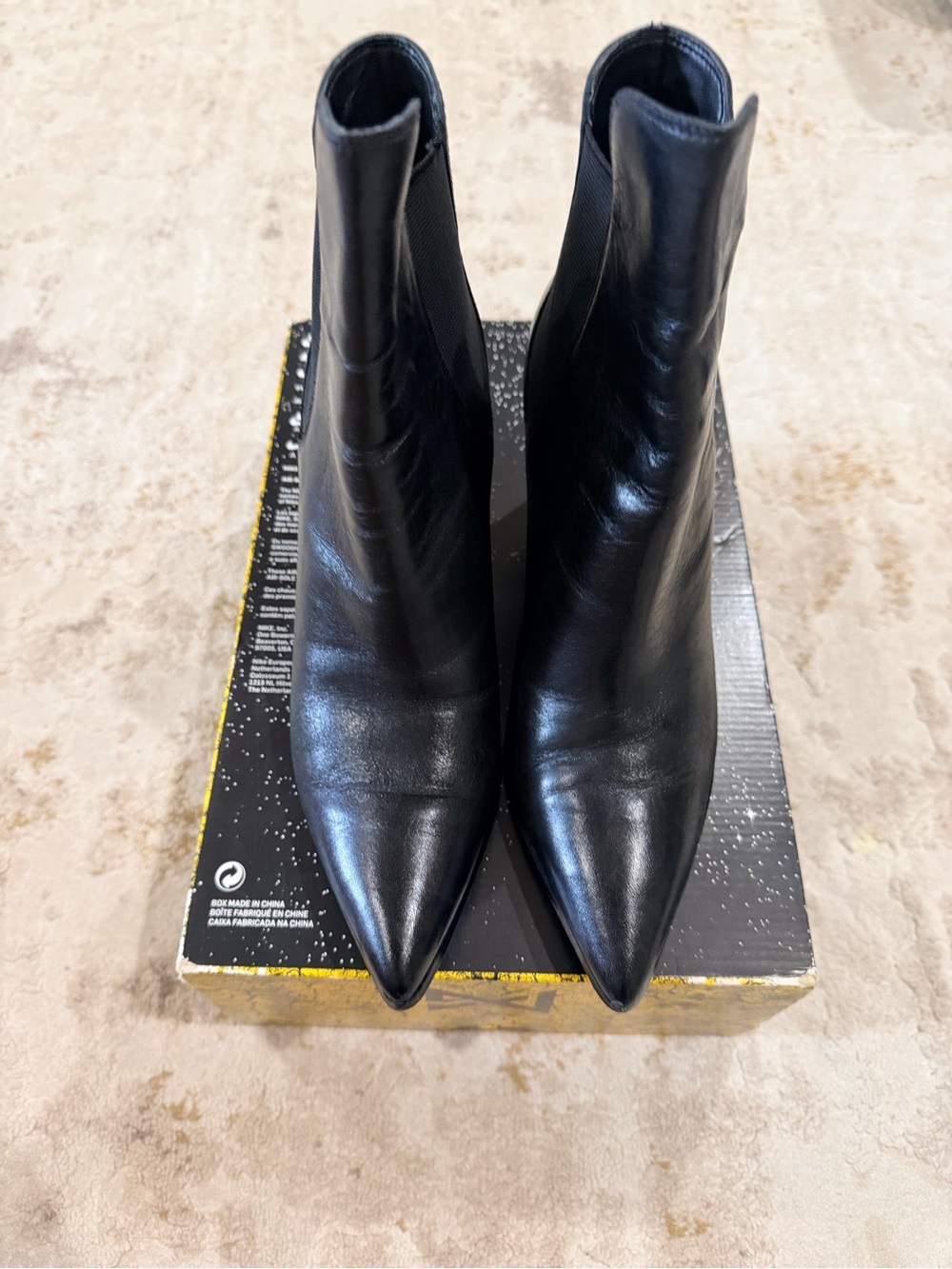 Kendall & Kylie Black Pointed-Toe Leather Ankle Booties